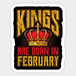 Kings are Born in February Birthday Gift Sticker